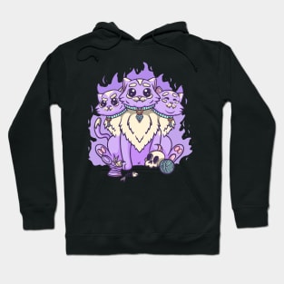 Kawaii Pastel Goth Cute Creepy 3 Headed Cat Skul, Hoodie